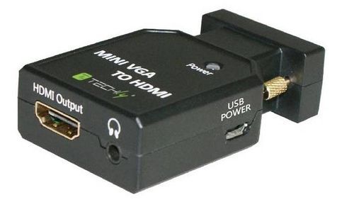 Adaptador de vídeo IC Intracom TECHly - HD-15 (VGA) a HDMI hembra con conector mini y Micro-USB B - Negro