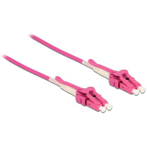 Cable de red Delock - Multimodo LC a LC - 2 m - Fibra óptica - 50/125 micrones - OM4 - Libre de halógeno, uniboot - Púrpura