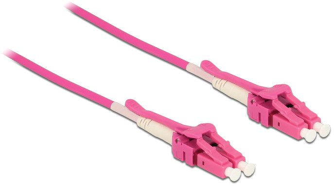 Delock Network Cable - Multimode LC to LC - 2m - Optical Fiber - 50/125 microns - OM4 - Halogen-Free, Uni-boot - Purple