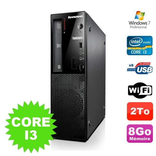 Lenovo ThinkCentre E73 SFF - Procesador Intel Core i3-4130, 8GB de RAM, Disco duro de 2TB, Grabadora de DVD, Wifi
