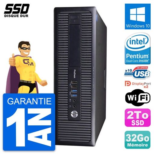 Computadora HP ProDesk 600 G1 SFF - Procesador Intel Pentium, 32GB de RAM, 2TB SSD, Windows 10, WiFi