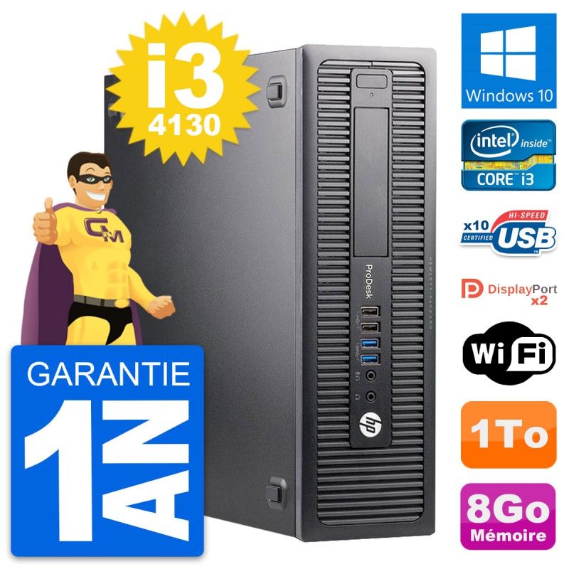 Ordinateur de bureau HP ProDesk 600 G1 SFF - Intel i3-4130, 8 Go de RAM, 1 To HDD, Windows 10, WiFi