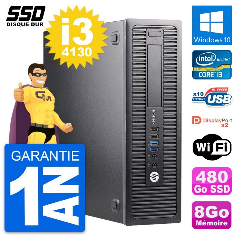 HP ProDesk 600 G1 SFF Desktop PC - Intel Core i3-4130, 8GB RAM, 480GB SSD, Windows 10