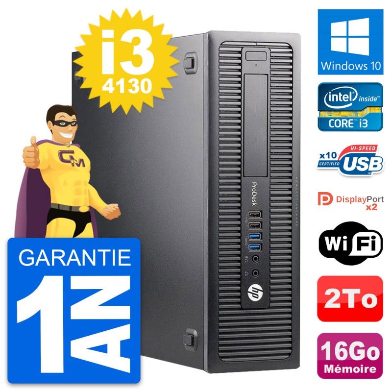 HP ProDesk 600 G1 SFF Desktop PC - Intel i3-4130, 16GB RAM, 2TB HDD, Windows 10, Wifi