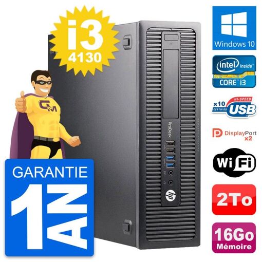 HP ProDesk 600 G1 SFF Desktop PC - Intel i3-4130, 16GB RAM, 2TB HDD, Windows 10, Wifi