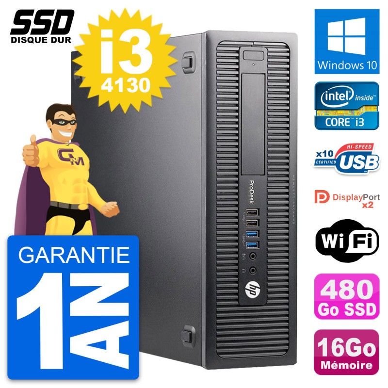 HP ProDesk 600 G1 SFF Desktop Computer - Intel Core i3-4130, 16GB RAM, 480GB SSD, Windows 10
