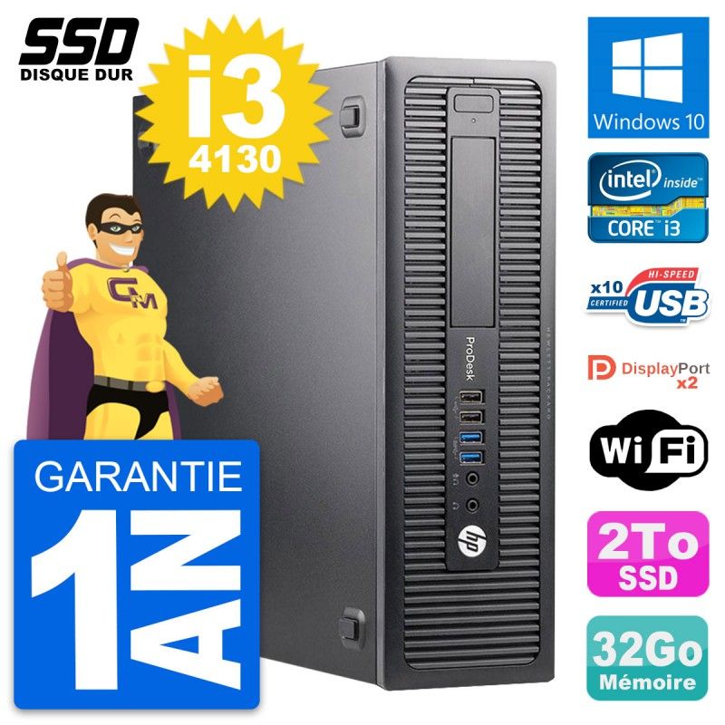 HP ProDesk 600 G1 SFF Computer - Intel Core i3-4130, 32GB RAM, 2TB SSD, Windows 10