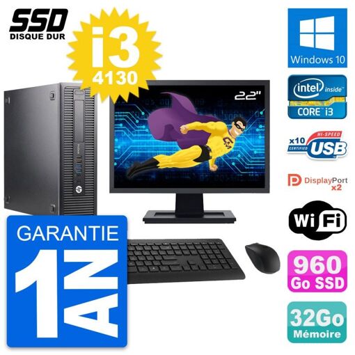 Computadora HP ProDesk 600 G1 SFF - Pantalla de 22', Intel Core i3-4130, 32GB de RAM, 960GB SSD