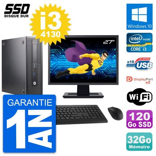 Computadora HP ProDesk 600 G1 SFF - Pantalla de 27', Intel Core i3-4130, 32GB de RAM, 120GB SSD