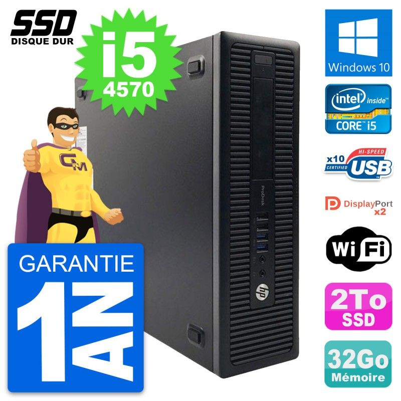 HP ProDesk 600 G1 SFF PC - Intel Core i5-4570, 32GB RAM, 2TB SSD, Windows 10, WiFi