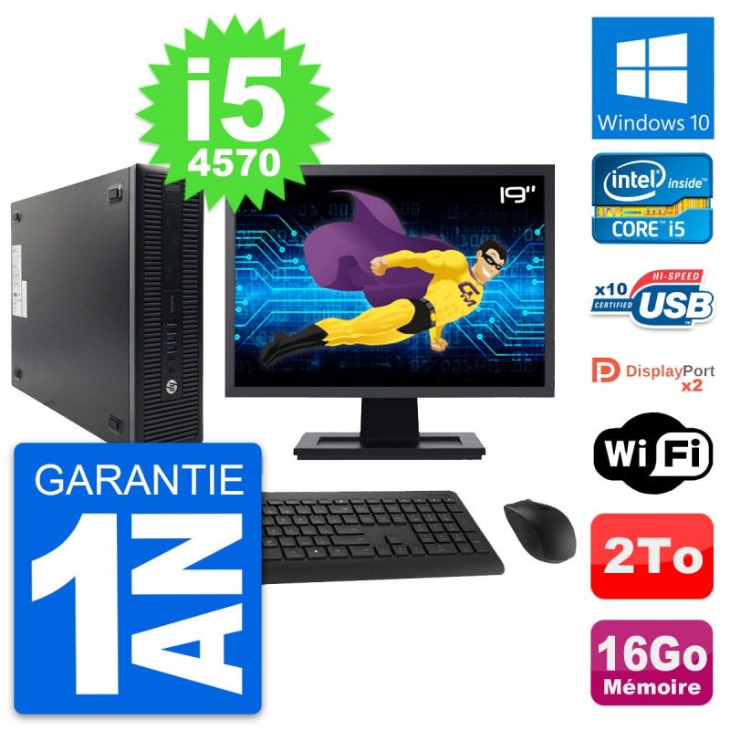HP ProDesk 600 G1 SFF Computer - 19" Screen, Intel i5-4570, 16GB RAM, 2TB Storage, Windows 10