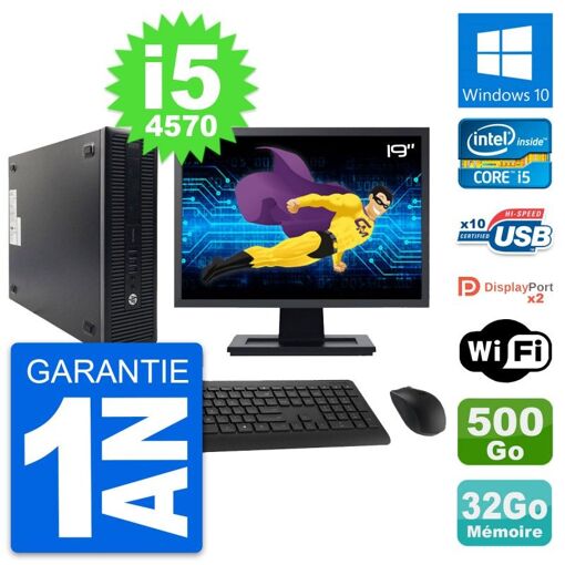 PC de sobremesa HP ProDesk 600 G1 SFF, Pantalla de 19', Intel i5-4570, 32GB de RAM, 500GB de almacenamiento, Windows 10