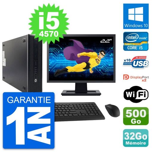 PC HP ProDesk 600 G1 SFF con pantalla de 22', procesador Intel i5-4570, 32GB de RAM y disco de 500GB