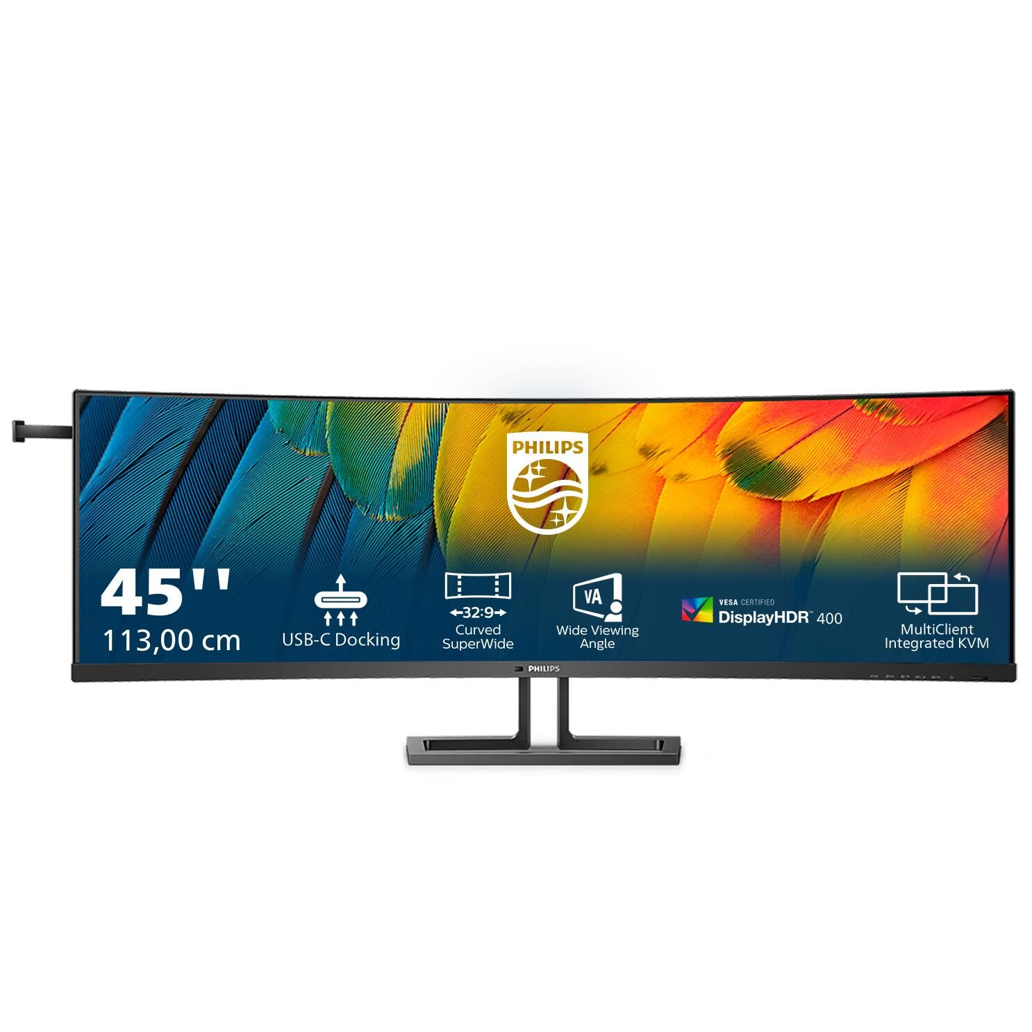 Philips 45B1U6900C - Écran LED - incurvé - 45" (44.5" visualisable) - 5120 x 1440 Dual Quad HD @ 75 Hz - VA - 450 cd/m² - 3000:1 - DisplayHDR 400 - 4 ms - 2xHDMI, DisplayPort, USB-C - haut-parleurs - noir