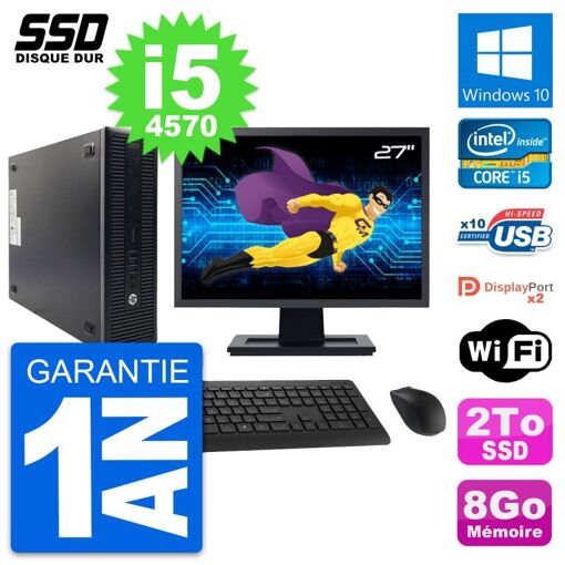PC de escritorio HP ProDesk 600 G1 SFF con pantalla de 27", procesador Intel i5-4570, 8 GB de RAM, SSD de 2 TB, Windows 10, WiFi
