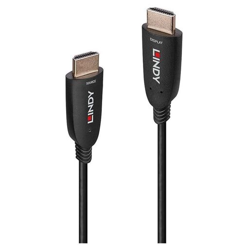 Lindy HDMI Cable - 15m Hybrid with Optical Fibre - Black - Supports 8K60Hz and 4K120Hz (7680 x 4320)