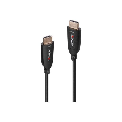 Câble HDMI Lindy - 20 m Fibre optique hybride - Mascul à masculin - Noir - Prise en charge de 8K60Hz et 4K120Hz