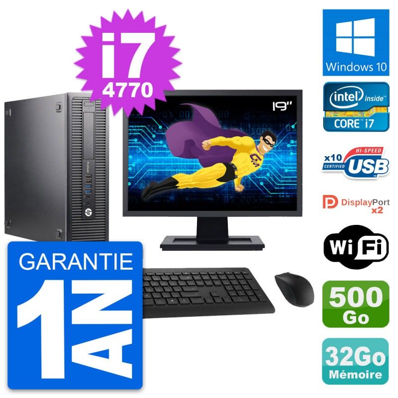 HP ProDesk 600 G1 SFF Desktop Computer - 19" Screen, Intel i7-4770, 32GB RAM, 500GB HDD