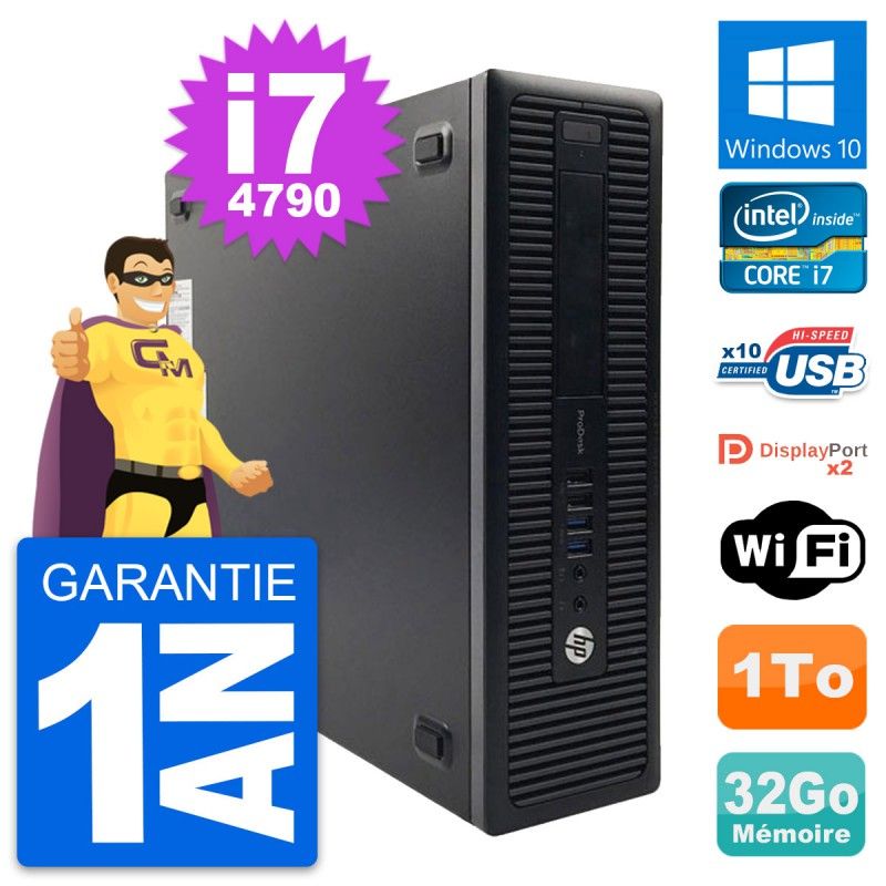 HP ProDesk 600 G1 SFF Desktop PC - Intel i7-4790, 32GB RAM, 1TB HDD, Windows 10, Wifi
