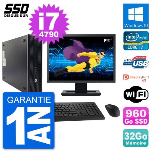 Computadora de escritorio HP ProDesk 600 G1 SFF - Pantalla de 19'', Intel Core i7-4790, 32GB de RAM, 960GB SSD, Windows 10