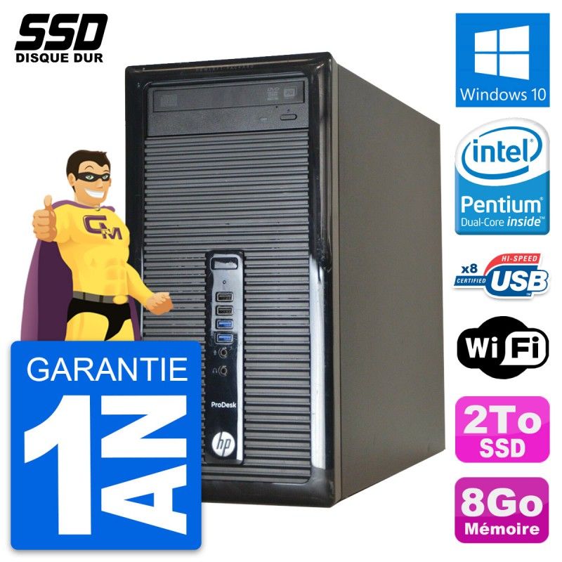 HP ProDesk 400 G1 Desktop PC - Intel Pentium G3220, 8GB RAM, 2TB SSD, Windows 10, WiFi