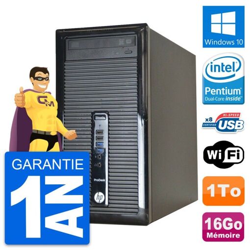 PC de escritorio HP ProDesk 400 G1 - Procesador Intel Pentium Dual-Core G3220, 16 GB de RAM, 1 TB HDD, Windows 10, WiFi