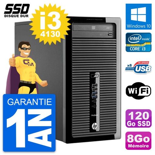 PC de escritorio HP ProDesk 400 G1 - Procesador Intel Core i3, 8 GB de RAM, 120 GB SSD, Windows 10, WiFi