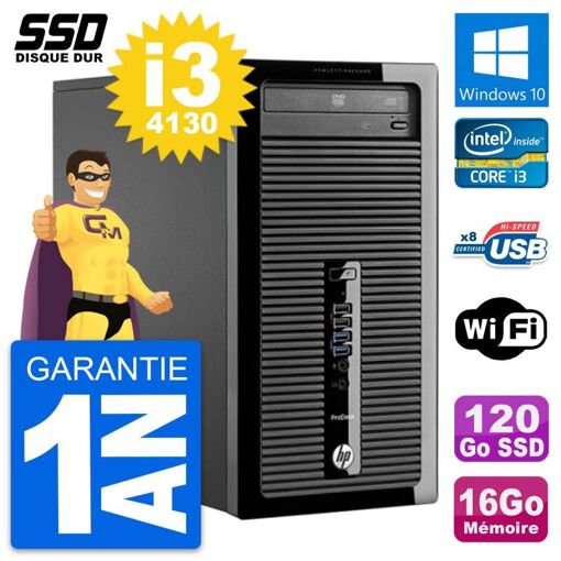 PC de escritorio HP ProDesk 400 G1 - Procesador Intel Core i3-4130, 16GB de RAM, 120GB SSD, Windows 10