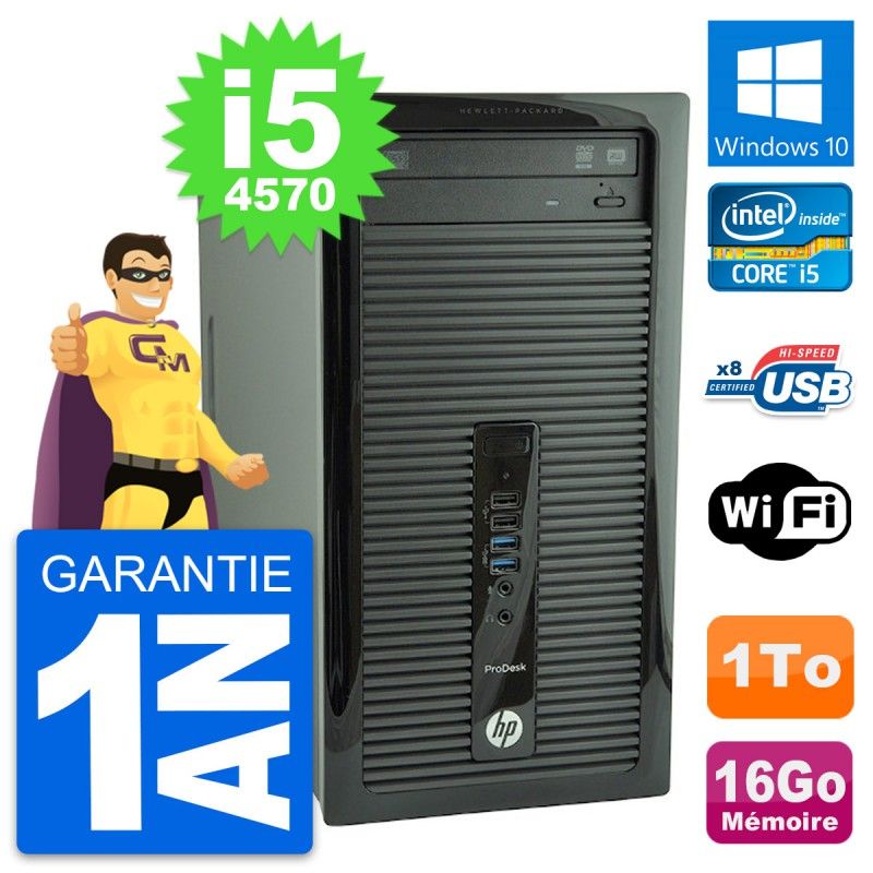 HP ProDesk 400 G1 Desktop PC - Intel Core i5, 16GB RAM, 1TB HDD, Windows 10, WiFi