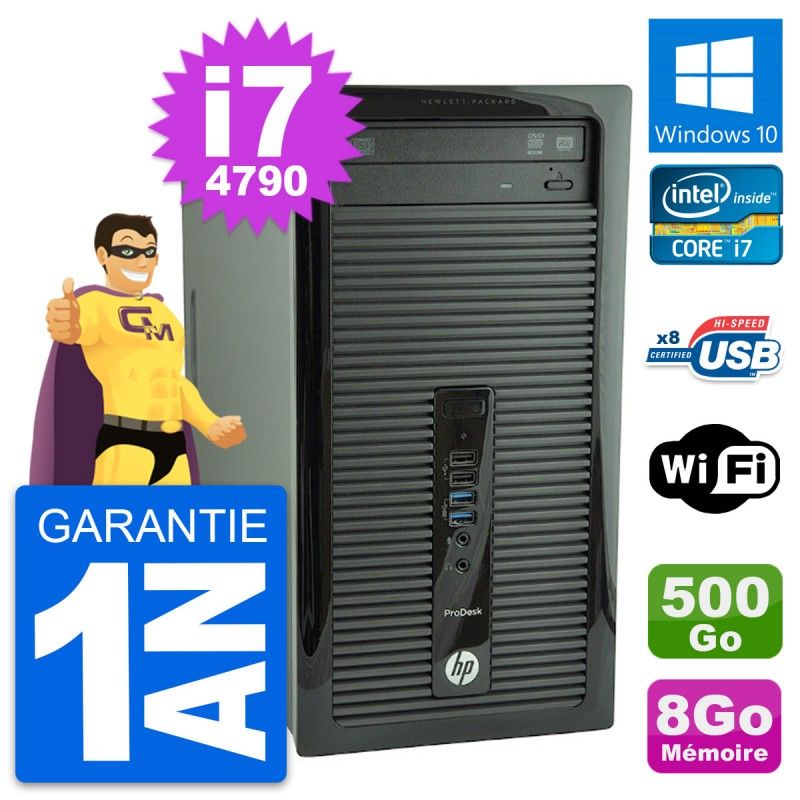 HP ProDesk 400 G1 Desktop PC - Intel i7-4790, 8GB RAM, 500GB Hard Drive, Windows 10, WiFi