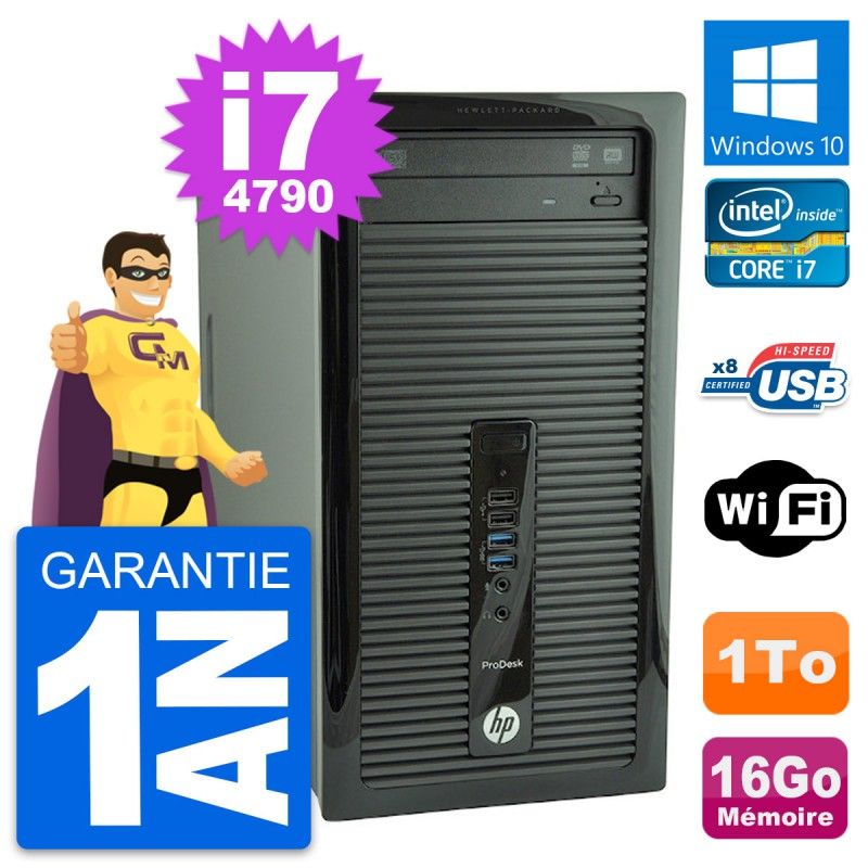 HP ProDesk 400 G1 Desktop PC - Intel Core i7-4790, 16GB RAM, 1TB Storage, Windows 10, WiFi
