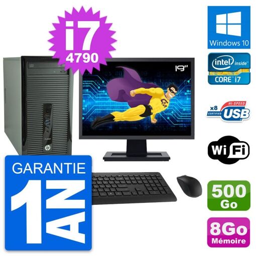 Ordenador de sobremesa HP ProDesk 400 G1, pantalla de 19', procesador Intel i7-4790, 8 GB de RAM, 500 GB HDD, Windows 10, WiFi