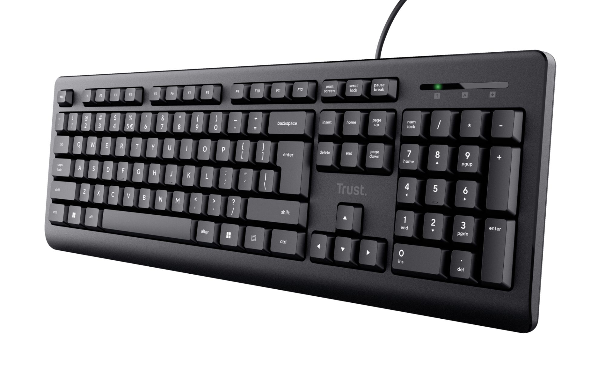 Trust Primo Wired Keyboard AZERTY French, Silent, Spill-Resistant, 1.8m USB Cable for PC Computer