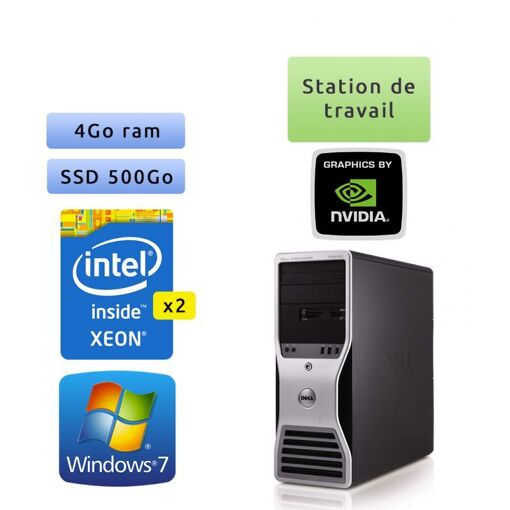 Estación de trabajo Dell Precision T5500 - Windows 7 - 2 x E5506 4 GB 500 GB SSD - Quadro FX 1500 - Puerto serie y paralelo - Computadora de escritorio