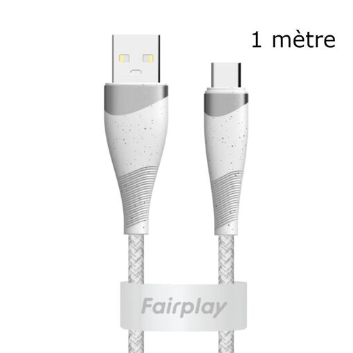 Câble FairPlay Torilis USB-A vers USB-C, 1 mètre, gris