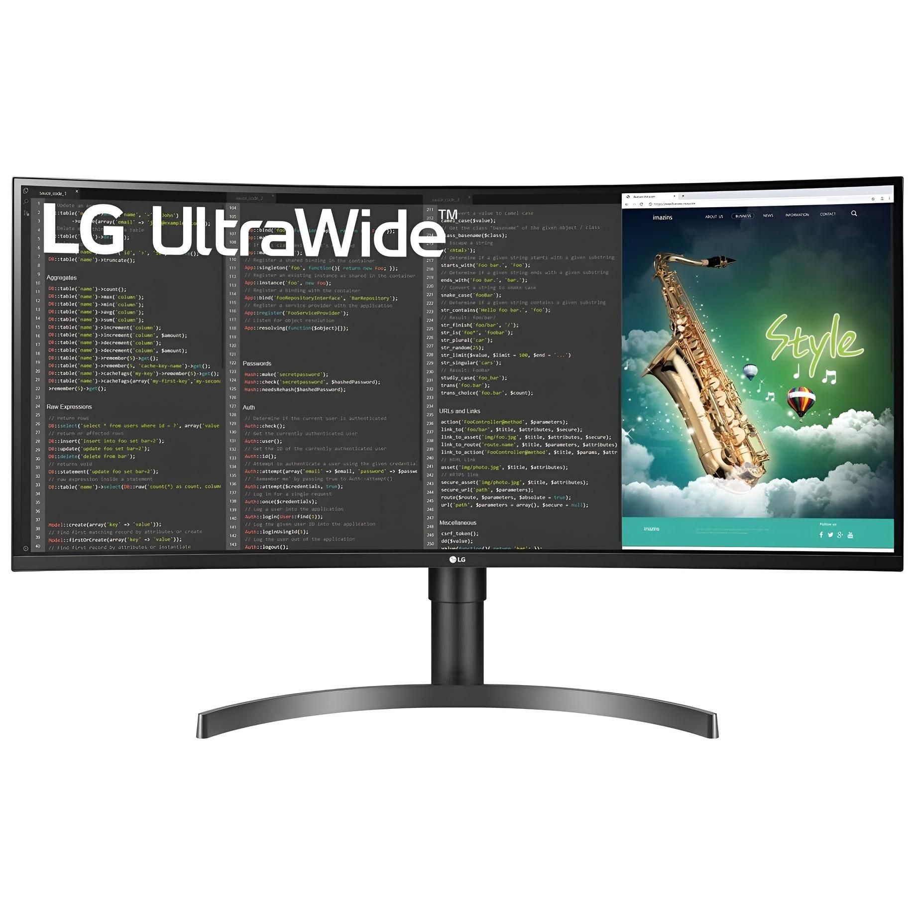 LG UltraWide 35WN75CP-B - 35" Curved LED Monitor - UWQHD 3440x1440 @ 100Hz - VA - 2500:1 - HDR10 - 5ms Response Time - HDMI, DisplayPort, USB-C - Speakers