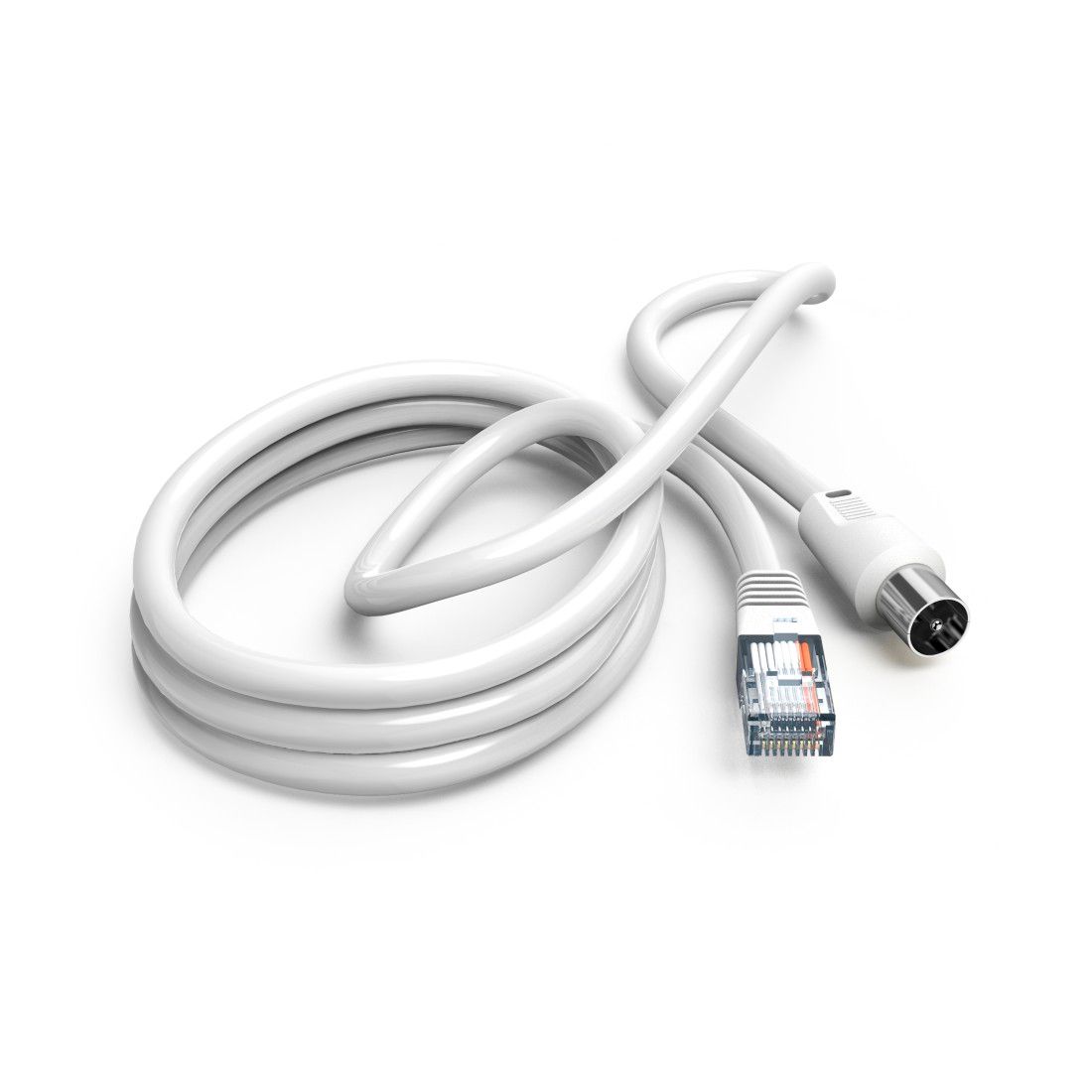 Hama Coaxial Antenna Cable, Male RJ45 to Coax Connecter, 2.5m, White