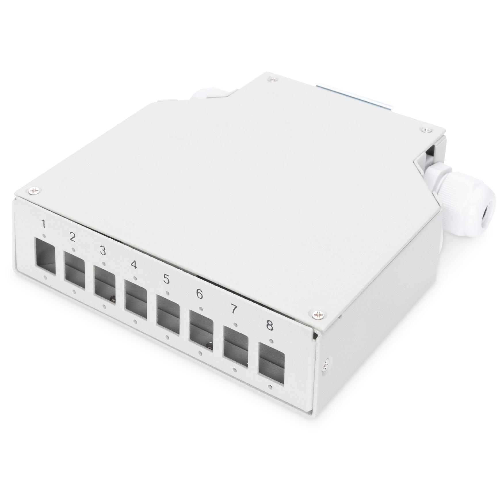 Caja de conexión Digitus para perfiles de sombrero LC/DX, 8 conexiones