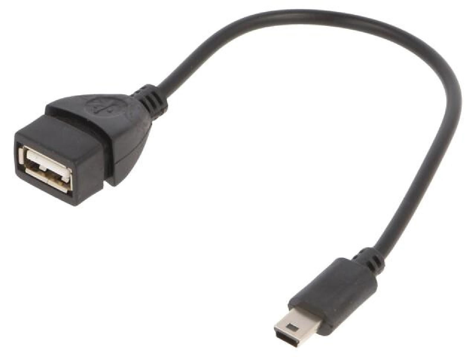 ADNAuto USB 2.0 Cable - A Female to B Mini Male, 0.15m - Black