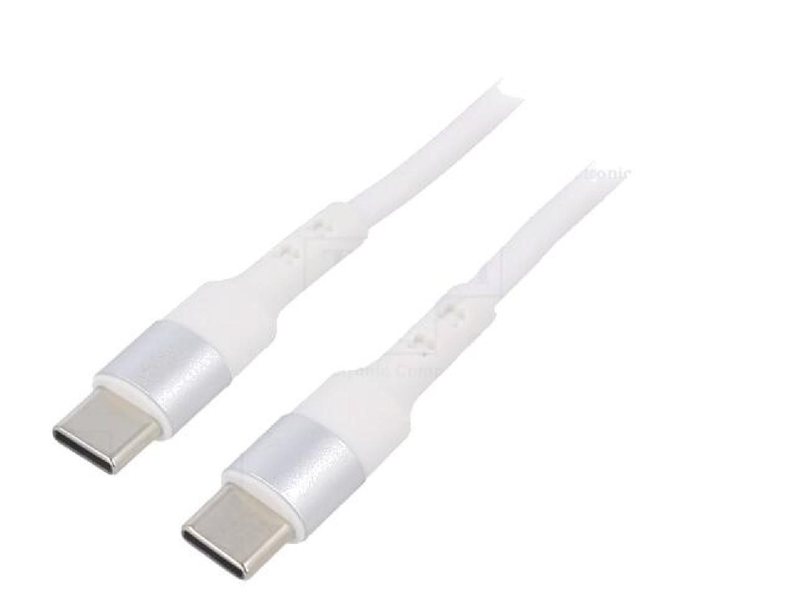 ADNAuto USB 2.0 Cable - 1m, Dual-Sided USB C Male Connector, White