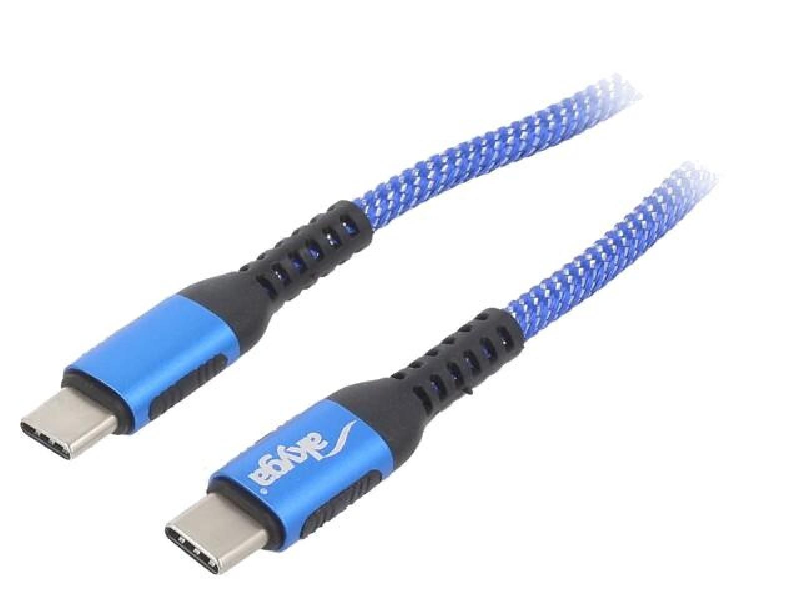 ADNAuto USB 2.0 Cable - 1m, Dual-Sided USB C Male Connector, Blue