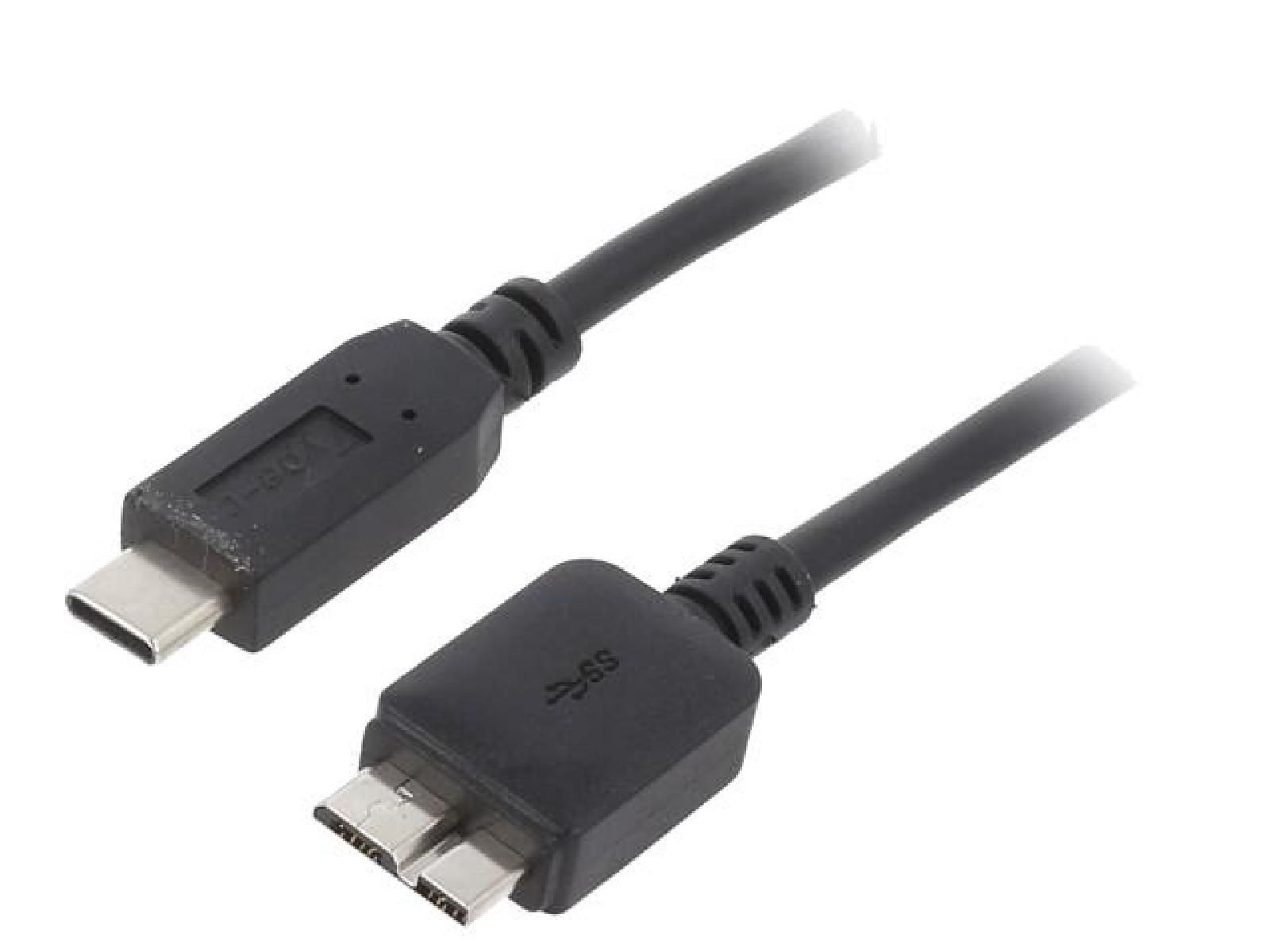 ADNAuto USB 3.0 Cable, 1m, Black (Micro USB B to USB C)