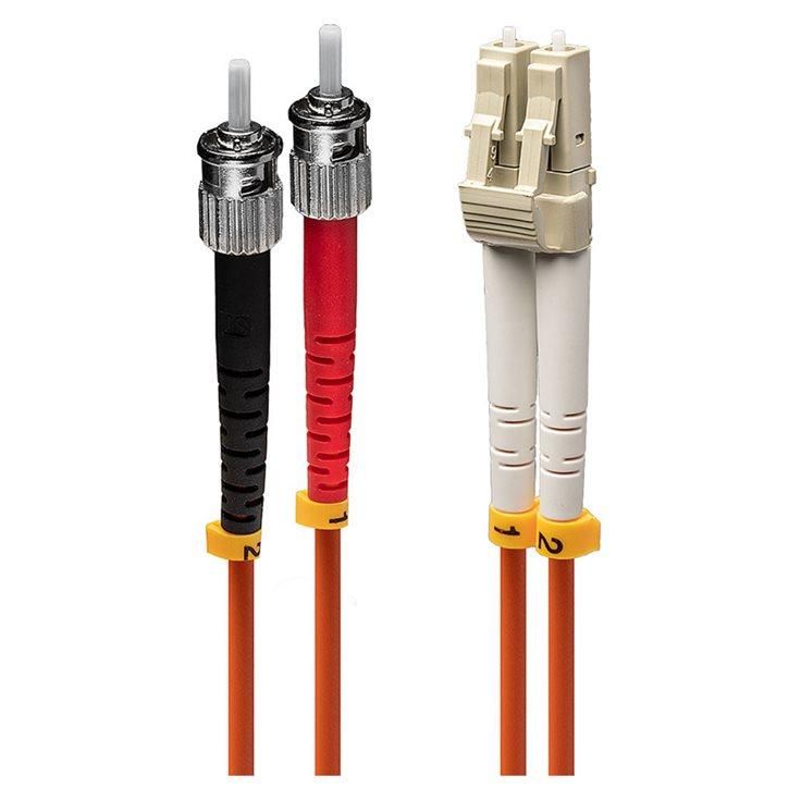 Lindy Multi-Mode ST to LC Duplex Fiber Optic Cable, 1m, OM2, 50/125 Micron, Halogen-Free