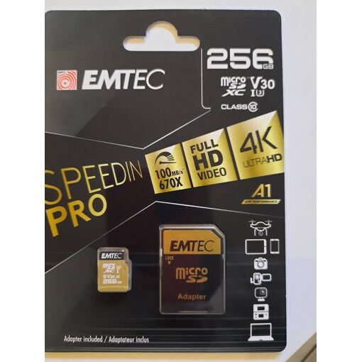 Dexxon SpeedIN' PRO Flash Memory Card - 256GB - V30 Video Class / UHS-I U3 / Class10 - SDXC