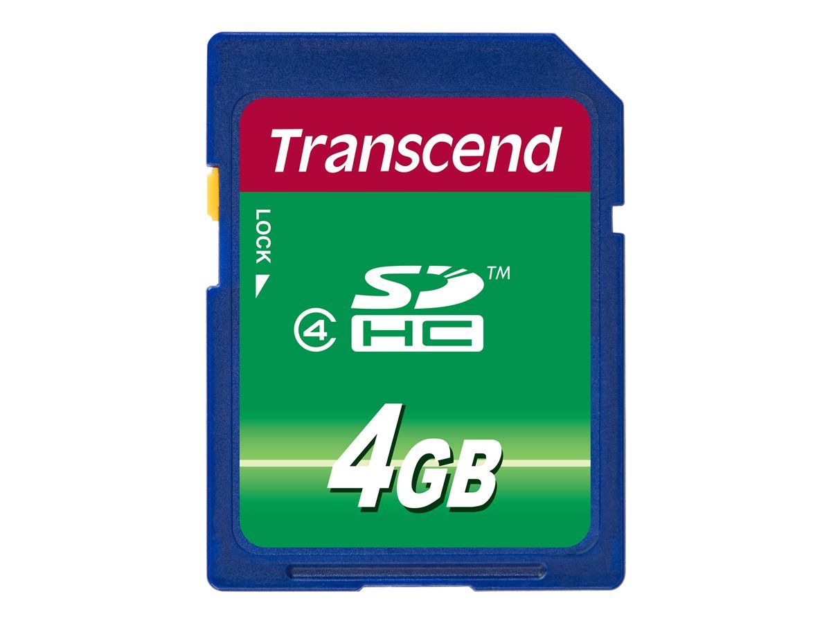 Transcend 4GB SDHC Class 4 Flash Memory Card - Black