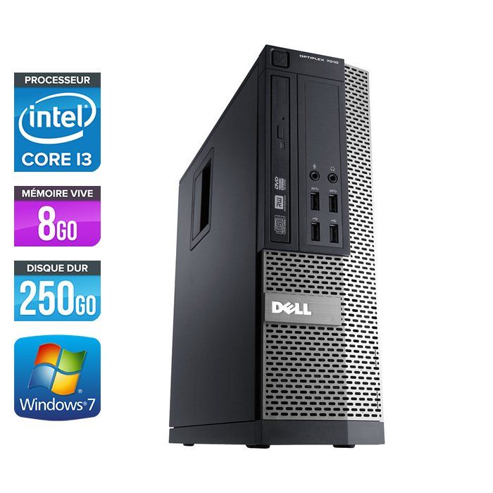 Dell Optiplex 790 SFF - Intel Core i3-2120 / 3.30 GHz - 8GB RAM - 250GB HDD - DVDRW - Gigabit Ethernet - Windows 7 Pro