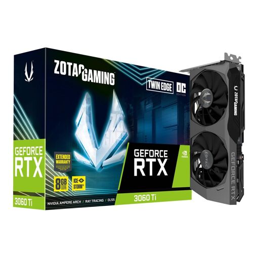 Carte graphique Zotac Gaming GeForce RTX 3060 Ti Twin Edge OC LHR - 8 Go GDDR6 - PCI Express 4.0 x16 - 3 ports DisplayPort, HDMI