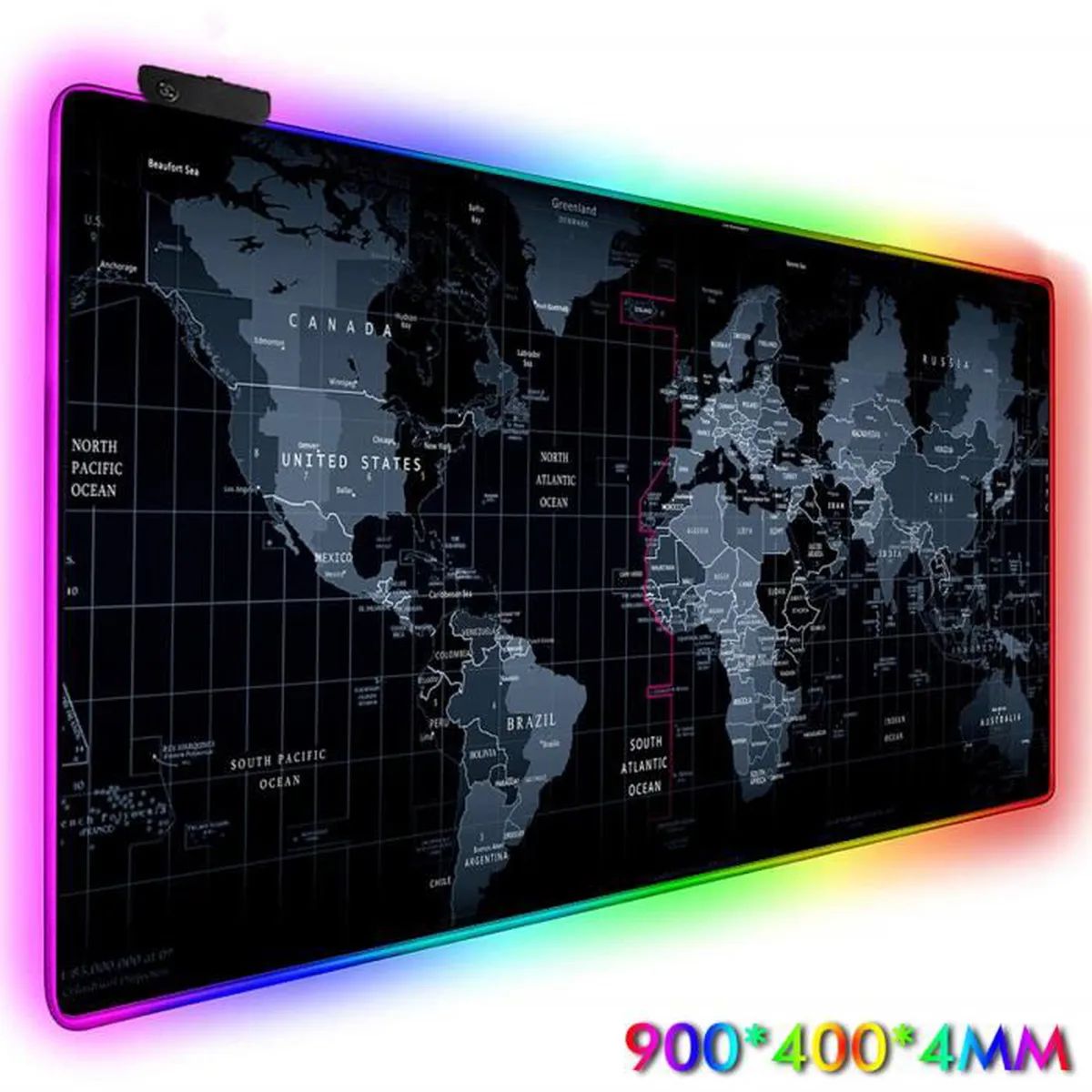 Xhtang Lumineux LED World Map Gaming Mousepad with RGB Backlighting