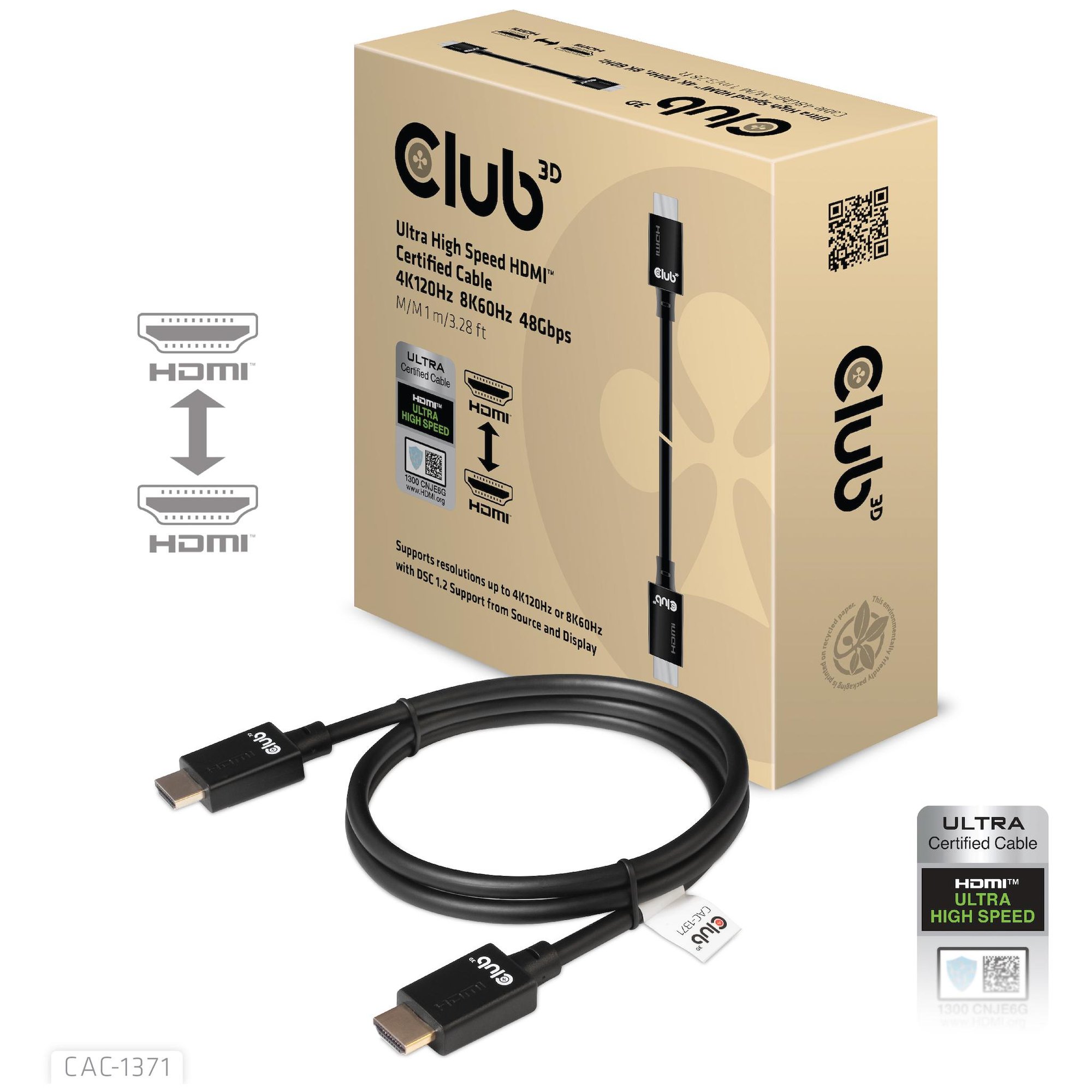 Cable HDMI de alta velocidad Ultra Club 3D 4K120Hz, 8K60Hz, 48Gbps