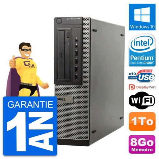 Computadora de escritorio Dell OptiPlex 990 DT - Procesador Intel G630, 8 GB de RAM, 1 TB HDD, Windows 10, WiFi